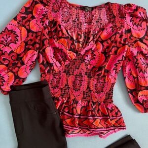 House of Harlow 1960 Pink and Black Blouse